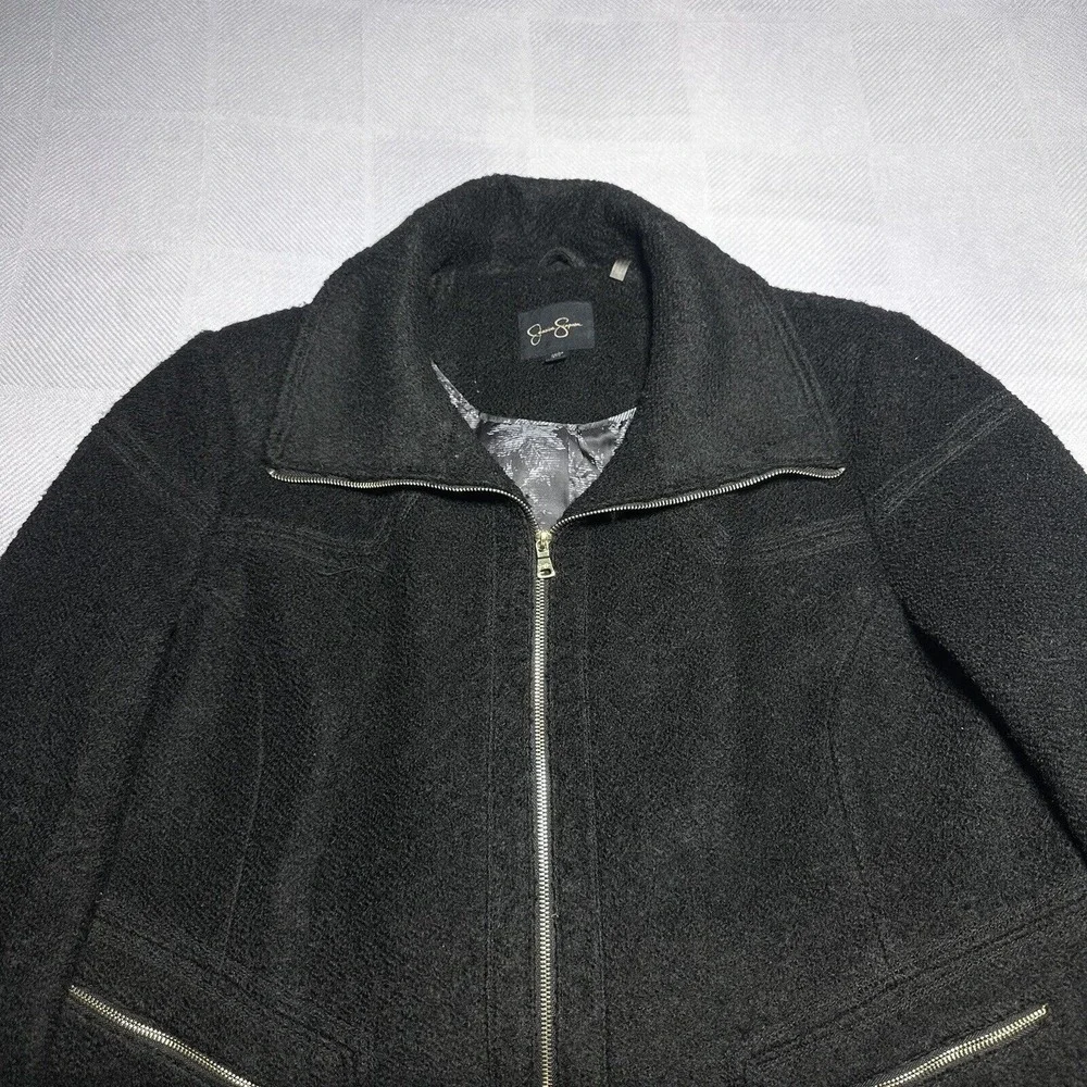 Jessica Simpson Black Wool Blend Boucle Textured Long Coat Women's Size‎ 2X